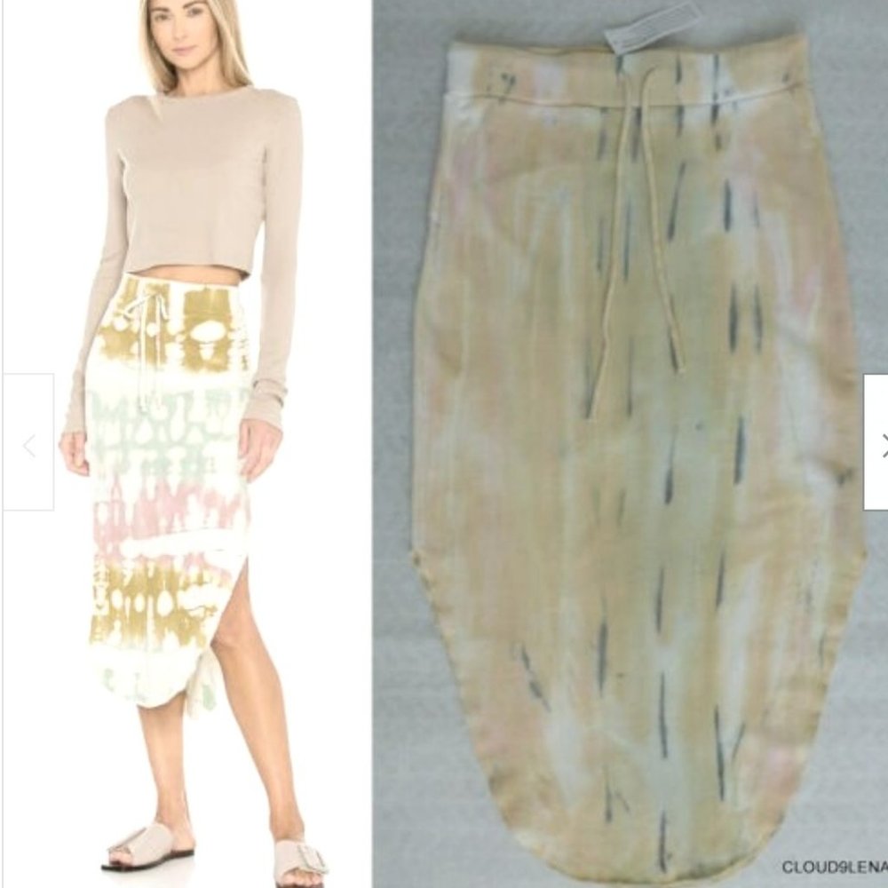 YFB Gigi Midi Skirt Drawstring Tie Dye Pale Yellow - Picture 1 of 4